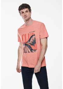 Street One MEN Herren T-Shirt, rot, casual, Gr. L, bedruckt, Stoff, 50% Polyester, 38% Baumwolle, 12% Viskose, Shirts, bestehend aus einem Materialmix
