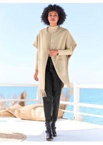 Heine Damen Cape, beige, Gr. 48, unifarben, 90% Polyester, 10% Wolle, Jacken
