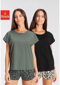 Vivance Dreams Damen Shorty, Gr. 32, bunt, Single Jersey, Obermaterial: 100% Baumwolle, animal-print, Basic, Homewear-Sets, mit Animal-Print