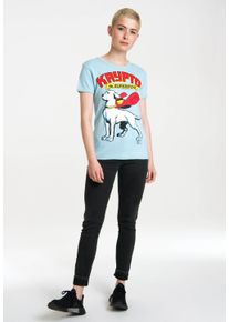 logoshirt Damen T-Shirt "Krypto the Superdog", blau, casual, Gr. XS, bedruckt, 100% Baumwolle, Shirts, mit lizenziertem Originaldesign