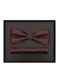 Venti Herren Fliege "Venti Set aus Fliege und Einstecktuch gemustert", orange, 100% Seide, Fliegen