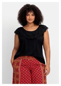 Damen T-Shirt "Große Größen", schwarz, elegant, Gr. 56, sheego by Joe Browns, unifarben, Obermaterial: 100% Viskose (LENZING ECOVERO);Besatz: 100%
