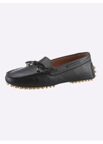 Andrea Conti Damen Slipper, Gr. 41, schwarz, Leder, Glattleder, sportlich, Schuhe