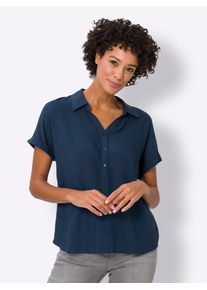 Classic Basics Damen Kurzarmbluse, blau, Gr. 38, unifarben, 100% Viskose, Blusen