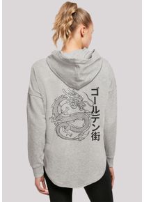 F4NT4STIC Damen Kapuzenpullover "Drache Golden Gai", grau, casual, Gr. M, Obermaterial: 100% Baumwolle, Pullover, Print
