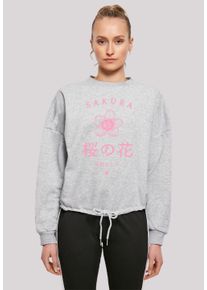 F4NT4STIC Damen Sweatshirt "Sakura Blume Japan", grau, casual, Gr. XL, Obermaterial: 65% Baumwolle, 35% Polyester, Sweatshirts, Print