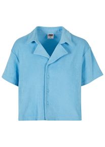 Urban Classics Damen Langarmhemd "Urban Classics Damen Ladies Towel Resort Shirt", blau, Gr. S, unifarben, 100% Baumwolle, Hemden