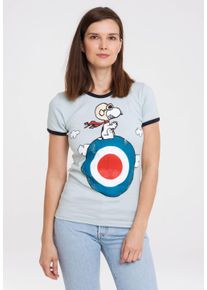 logoshirt Damen T-Shirt "Peanuts - Snoopy", blau, casual, Gr. XXL, unifarben, 100% Baumwolle, Shirts, mit lizenziertem Print