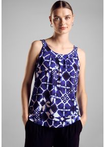 Street One Damen Blusentop, blau, casual, Gr. 38, bedruckt, Stoff, Vorderseite: 100% Viskose, Rückseite: 95% Viskose, 5% Elasthan, Blusen, mit