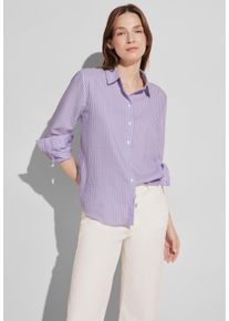 Street One Damen Hemdbluse, lila, casual, Gr. 46, gestreift, Stoff, 65% Polyester, 35% Viskose, Blusen, im Seersucker-Style mit Streifen