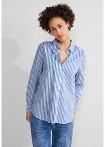 Street One Damen Hemdbluse, weiß, casual, Gr. 34, gestreift, Web, 74% Baumwolle, 24% Polyamid, 2% Elasthan, Blusen, mit Knopfleiste