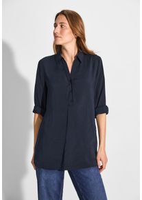 Cecil Damen Longbluse, blau, casual, Gr. XS, unifarben, Stoff, 84% Modal, 16% Polyester, Blusen, mit 3/4 Ärmeln