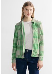 Cecil Damen Cardigan, grün, casual, Gr. XL, kariert, Stoff, 100% Polyester, Strickjacken, Jacquard