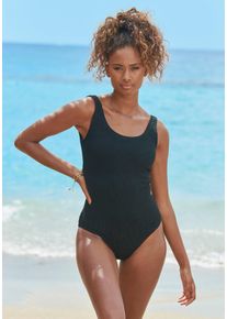 Vivance Damen Badeanzug "Valeria", schwarz, Gr. S, unifarben, Strukturmuster, Polyester, Badeanzüge, klassischer Schnitt, runder Rückenausschnitt