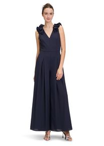 Vera Mont Damen Overall "Vera Mont Jumpsuit mit Volant", blau, festlich, Gr. 38, Obermaterial: 100% Polyester. Futter: 100% Polyester., Overalls,