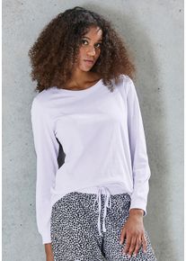 Vivance Dreams Damen Pyjamaoberteil, Gr. 32, lila, Single Jersey, Obermaterial: 100% Baumwolle, unifarben, klassisch, Shirts, mit Rippbündchen