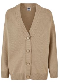 Urban Classics Damen Strickjacke "Urban Classics Damen Ladies Big Oversized Cardigan", beige, Gr. L, unifarben, 100% Baumwolle, Strickjacken