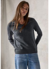 Cecil Damen V-Ausschnitt-Pullover, grau, casual, Gr. XXL, unifarben, Stoff, 33% Polyester, 31% Polyacryl, 24% Baumwolle, 12% Nylon, Pullover, im
