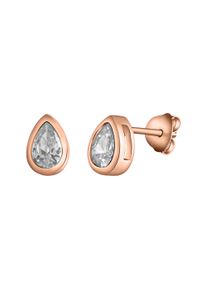 Vivance Damen Paar Ohrstecker "925/- Sterling Silber rotvergoldet Zirkonia", ONE-SIZE, Silber 925 (Sterlingsilber), rot, Silber 925 (Sterlingsilber),