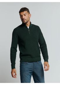 NO EXCESS Herren Rollkragenpullover "NO EXCESS Halber Reißverschluss Pullover Melange", grün, Gr. XXL, 45% Baumwolle, 35% Acryl, 15% Polyester, 5%