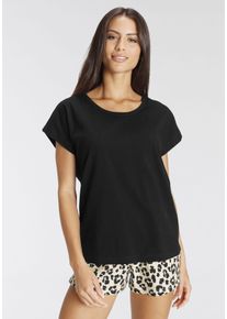 Vivance Dreams Damen Shorty, Gr. 32, schwarz, Single Jersey, Obermaterial: 100% Baumwolle, animal-print, Basic, Homewear-Sets, mit Animal-Print