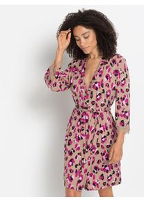 Lascana Damen Kimono, Gr. 36, pink, Viskose, Hausmäntel, mit schönen Spitzendetails