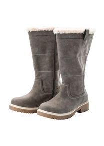 sheego Damen Weitschaftstiefel "Große Größen", Gr. 42, grau, Obermaterial: 100% Polyurethan;Fellimitat: 100% Polyester, casual, Schuhe, in