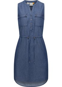 Ragwear Damen Shirtkleid "Roisin Denim", blau, Gr. XXL, 60% Baumwolle, 40% Viskose, Kleider, stylisches Sommerkleid mit Bindeband