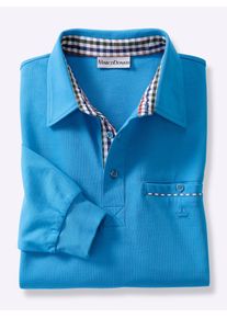 Marco Donati Herren Poloshirt "Langarm-Shirt", blau, Gr. 44, gemustert, kariert, unifarben, 100% Baumwolle, Shirts
