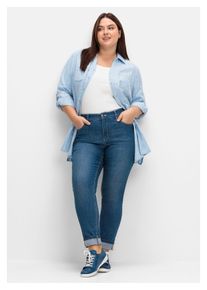 sheego Damen Stretch-Jeans "Große Größen", blau, casual, Gr. 108, unifarben, Obermaterial: 75% Baumwolle, 24% Polyester, 1% Elasthan, Jeans, »Die