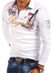behype Herren Poloshirt "REGATTA", weiß, casual, Gr. L, unifarben, 100% Baumwolle, Shirts, mit langen Ärmeln