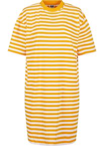 Urban Classics Damen Shirtkleid "Urban Classics Damen Ladies Oversized Striped Tee Dress", orange, klassisch, Gr. XS, 100% Baumwolle, Kleider
