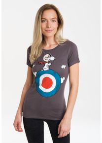 logoshirt Damen T-Shirt "Peanuts - Snoopy", grau, casual, Gr. XS, bedruckt, mehrfarbig, 100% Baumwolle, Shirts, mit lizenziertem Print