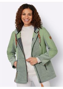 Casual Looks Damen Strickfleecejacke, grün, Gr. 48, unifarben, 100% Polyester, Webware:100% Polyester, Jacken
