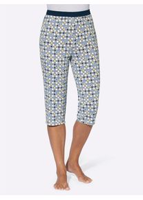 Damen Schlafhose, Gr. 48, blau, 100% Baumwolle, geblümt, gemustert, mehrfarbig, Hosen