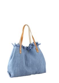 Damen Schultertasche "Beach", Collezione Alessandro, blau, Baumwolle, Taschen, mit echt Leder Henkeln