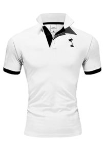 behype Herren Poloshirt "PALM", schwarz-weiß, casual, Gr. S, mehrfarbig, 100% Baumwolle, Shirts, mit kontrastfarbigen Details