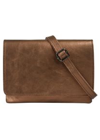CLUTY Damen Umhängetasche, braun, Leder, glänzend, Taschen, echt Leder, Made in Italy