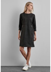 Street One Damen Shirtkleid, schwarz, casual, Gr. 40, unifarben, Stoff, 90% Polyester, 10% Elasthan, Kleider, mit Rundhalsausschnitt