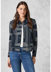 Cecil Damen Kurzjacke, blau, casual, Gr. XXL, bedruckt, Web, 71% Baumwolle, 27% Polyester, 2% Elasthan, Jacken, mit Knopfleiste