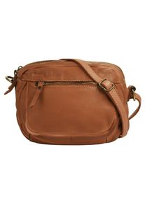 CLUTY Damen Umhängetasche, braun, Leder, unifarben, Taschen, echt Leder, Made in Italy