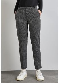 Street One Damen Chinohose, schwarz, casual, Gr. 42, kariert, Stoff, 70% Polyester, 26% Viskose, 4% Elasthan, Hosen, Middle Waist