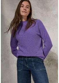 Cecil Damen Stehkragenpullover, lila, casual, Gr. XL, unifarben, Stoff, 68% Polyester, 32% Baumwolle, Pullover, mit Turtleneck