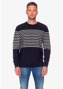 Herren Strickpullover "ORAS", blau, Gr. XXL, Le Temps Des Cerises, gestreift, 100% Baumwolle, Pullover, mit modischen Streifen