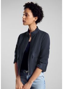 Street One Damen Kurzjacke, blau, casual, Gr. 46, unifarben, Stoff, 100% Polyester, Jacken, mit aufgenähten Taschen
