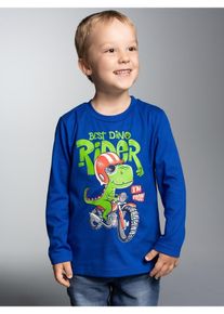 TRIGEMA Kinder Sweatshirt "TRIGEMA Langarmshirt mit coolem Dino-Printmotiv", blau, Basic, Gr. 104, 100% Baumwolle, Sweatshirts
