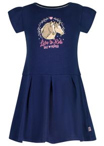 SALT & PEPPER SALT AND PEPPER Mädchen Jerseykleid "Horse Club", blau, sportlich, Gr. 92, unifarben, 95% Baumwolle, 5% Elasthan, Kleider, mit toller