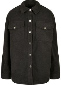 Urban Classics Damen Hemdbluse "Urban Classics Damen Ladies Classic Overshirt", grau, Gr. XS, 88% Polyester, 10% Viskose, 2% Elasthan, Blusen