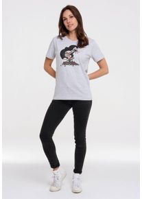 logoshirt Damen T-Shirt "Der kleine Maulwurf", grau, casual, Gr. S, unifarben, 95% Baumwolle, 5% Viskose, Shirts, mit lizenziertem Print