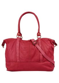 Samantha Look Reisetasche, rot, Leder, unifarben, leicht glänzend, Taschen, echt Leder, Made in Italy